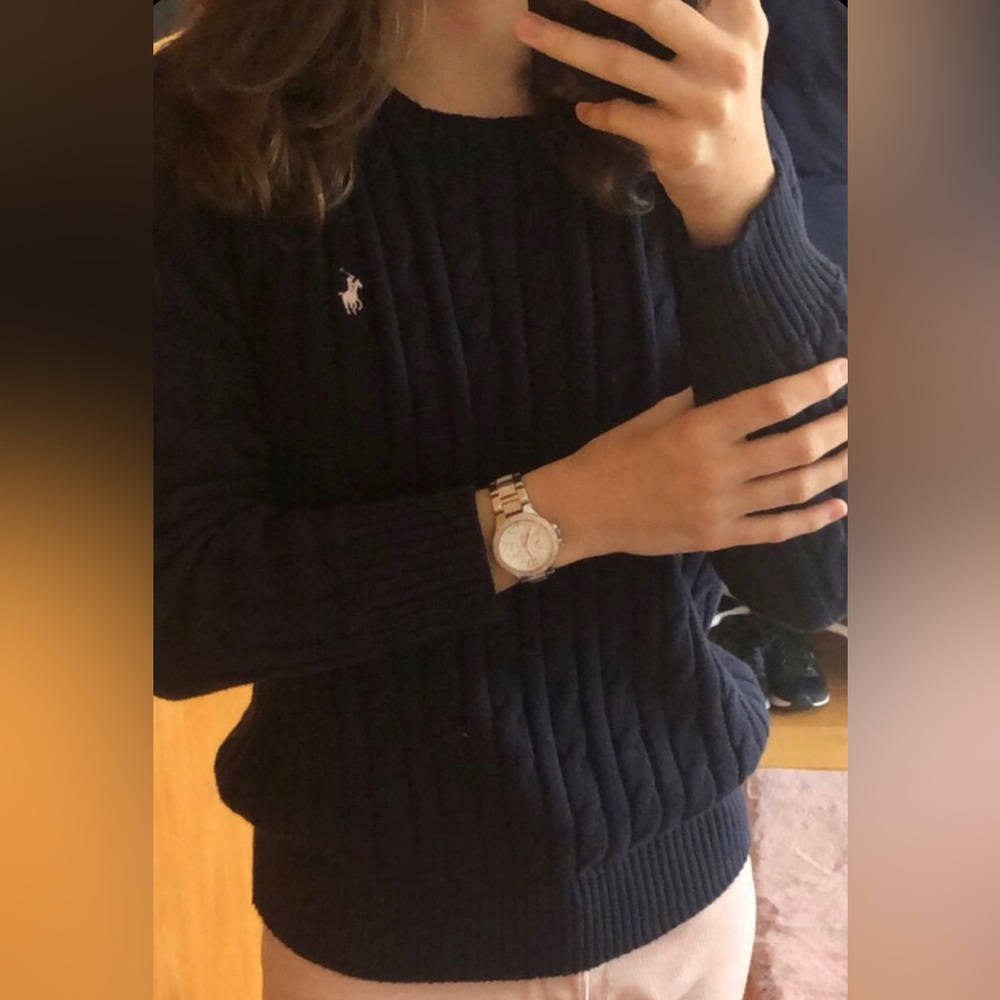 Ralph Lauren Cable-Knit Cotton Crewneck Sweater